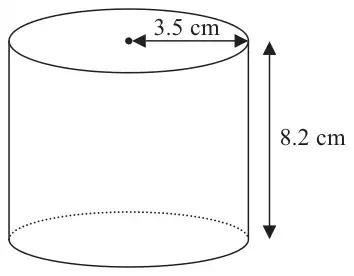 Solid cylinder with radius 3.5 cm and height 8.2 cm