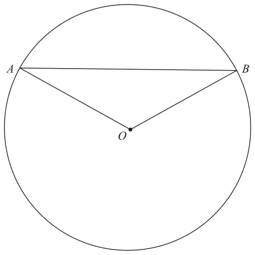 Circle with centre O; A and B on the circle joined to each other by a chord and to O by radii