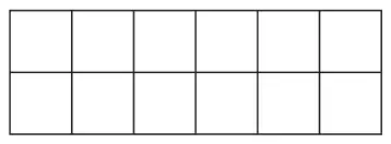Rectangle divided into 12 equal squares, 6 across and 2 down