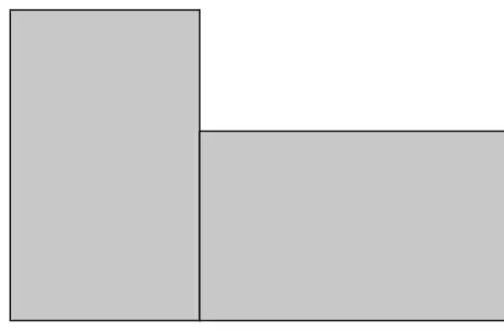 Shaded shape made from two of the rectangles: one standing upright and one lying flat next to it