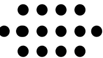 Pattern 4: four dots above a row of 6 dots with four dots below