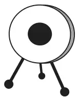 Target with a black circle in the centre on a stand