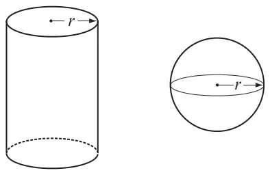 A solid cylinder of radius r and a solid sphere of radius r