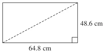 Rectangle 64.8 cm by 48.6 cm with a diagonal drawn