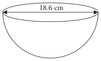 Hemisphere with diameter 18.6 cm