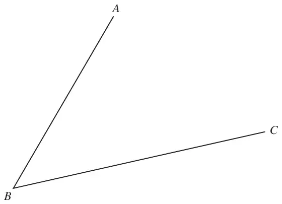 Angle ABC formed by lines BA and BC