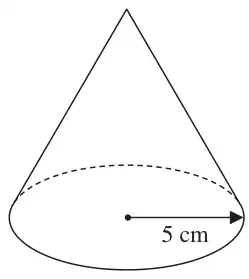 Solid cone with base radius 5 cm