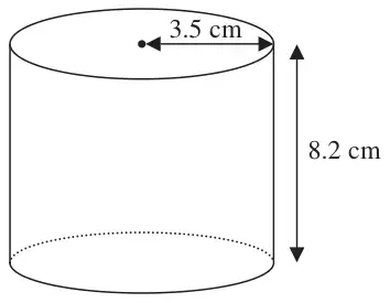 Solid cylinder with radius 3.5 cm and height 8.2 cm