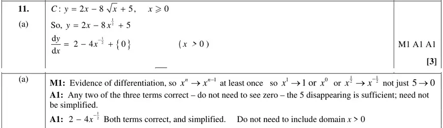 Mark scheme (a)