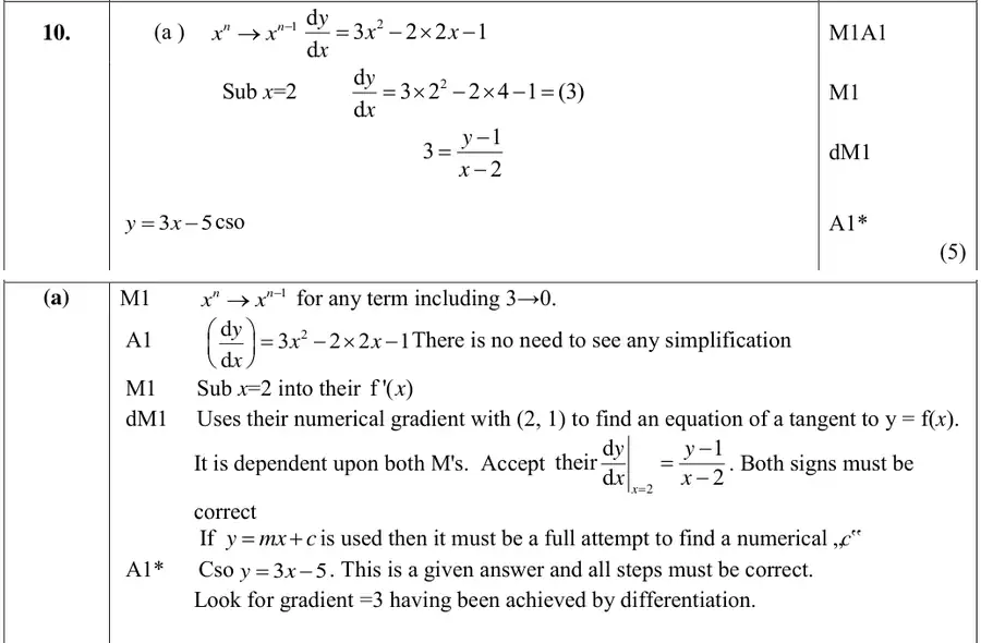 Mark scheme (a)
