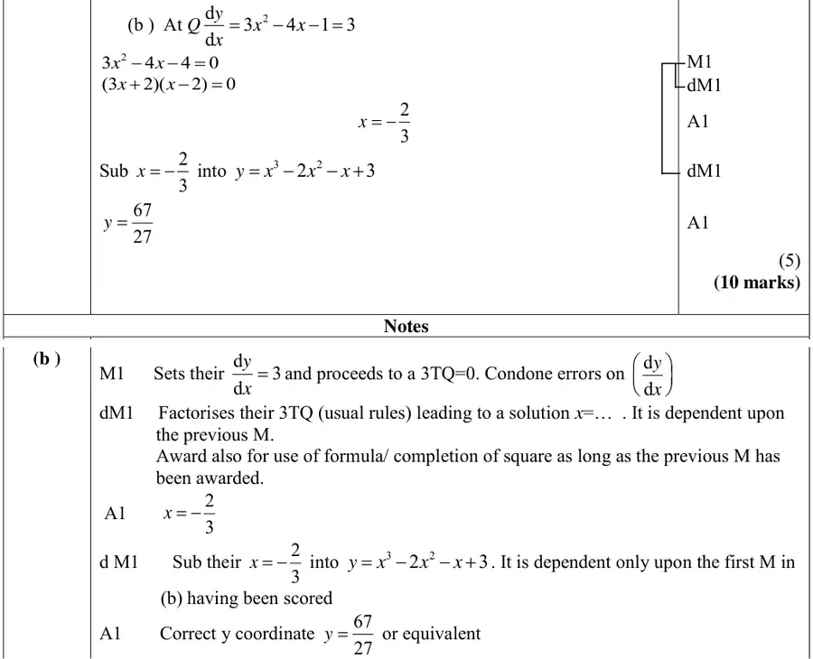 Mark scheme (b)