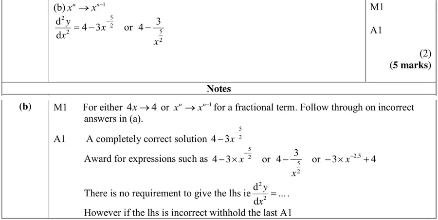 Mark scheme (b)