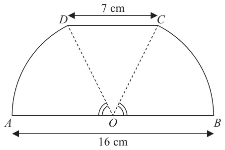 Figure 1: scraper blade AOBCDA, with AB = 16 cm through O and DC = 7 cm parallel to AB