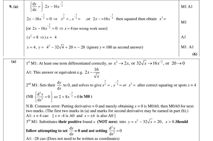 Mark scheme (a)