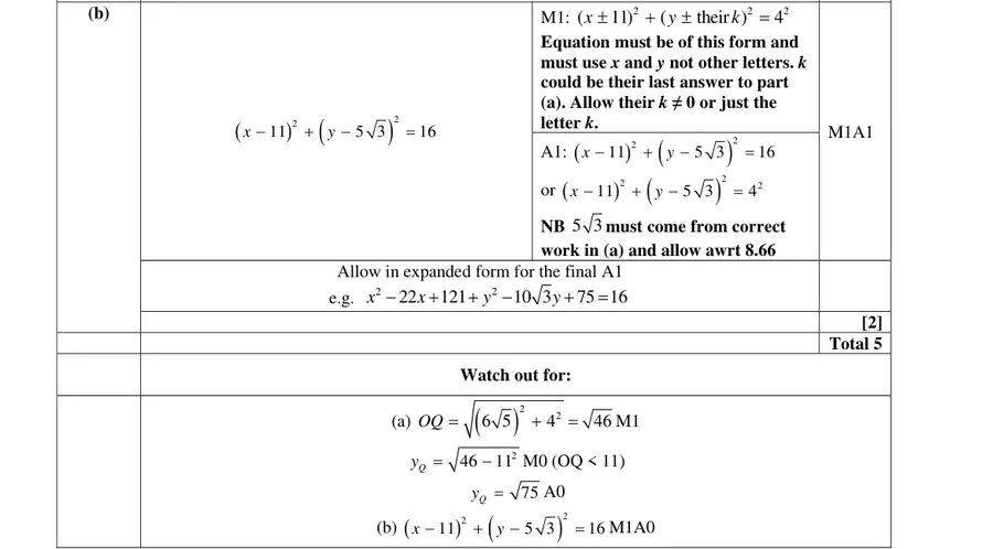Mark scheme (b)