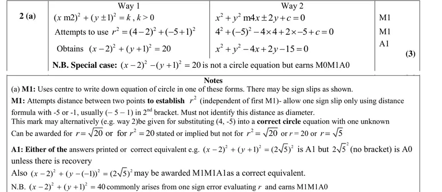 Mark scheme (a)