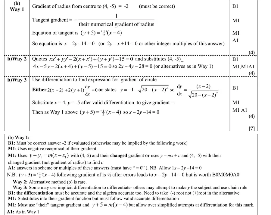 Mark scheme (b)