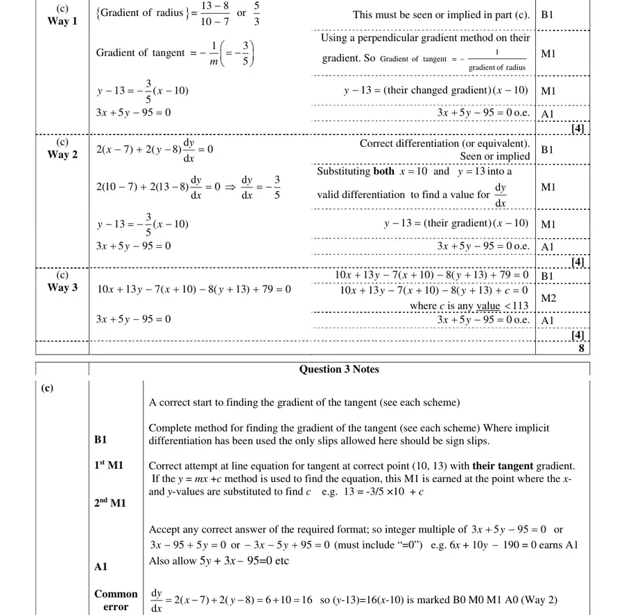 Mark scheme (c)
