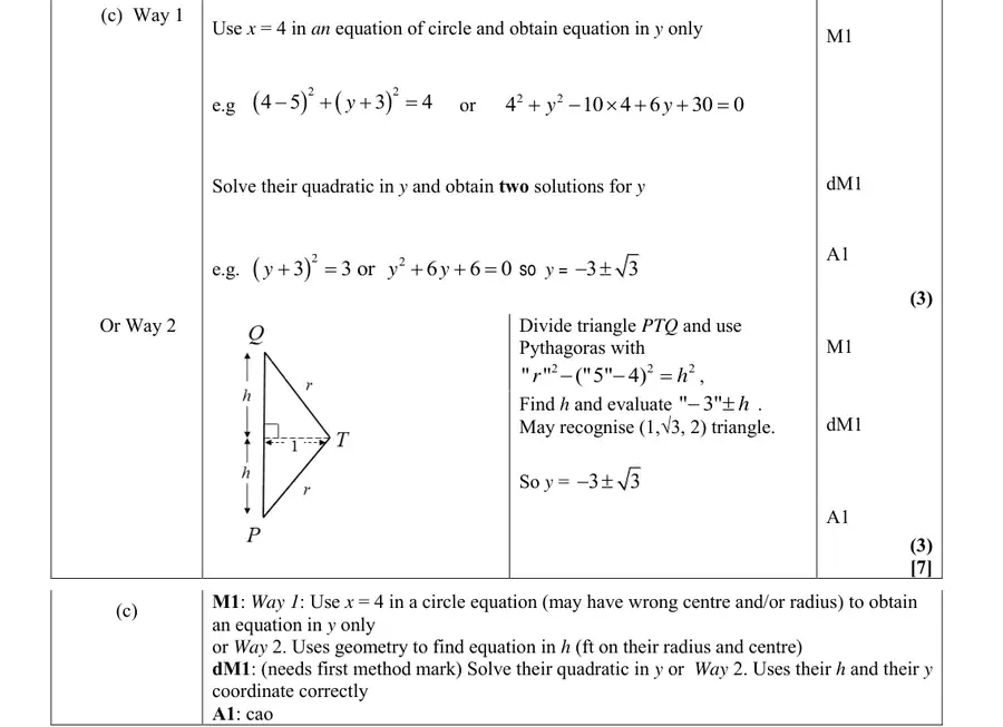 Mark scheme (c)