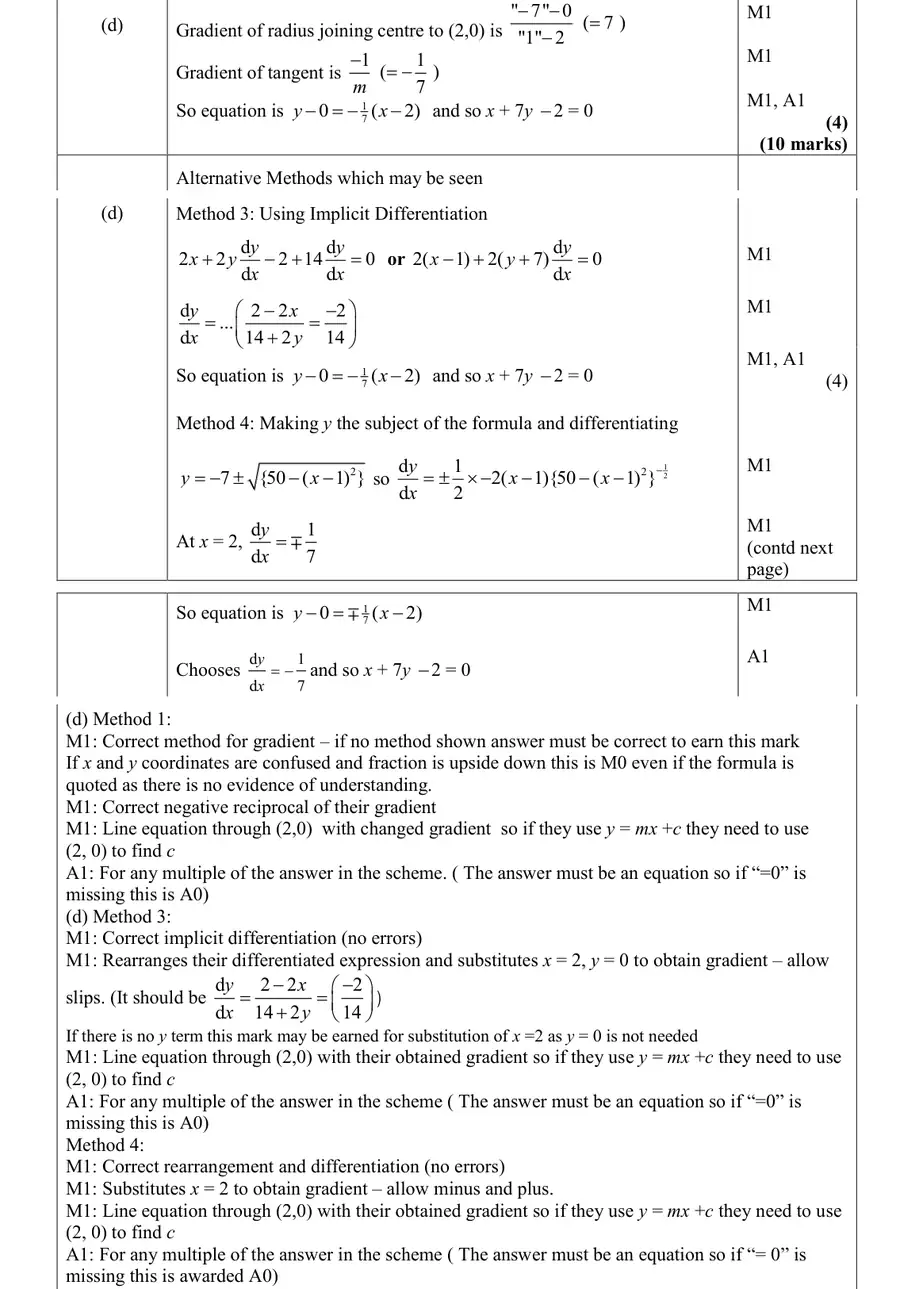 Mark scheme (d)