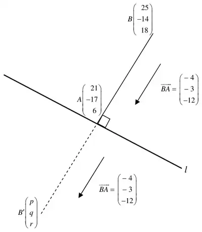 Helpful diagram: line l through A, with AB perpendicular to l, and B' on the other side of l such that AB' = BA