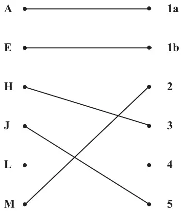 Figure 2: initial matching A-1a, E-1b, H-3, J-5, M-2