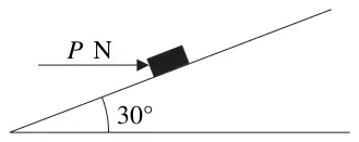 Figure 2: parcel on a plane inclined at 30 degrees, horizontal force P N