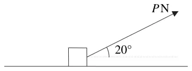 Figure 3: box on horizontal ground pulled by a rope at 20 degrees to the ground with tension P N