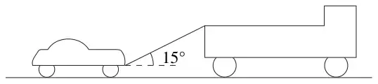 Figure 4: car towed by a lorry, towbar at 15 degrees to the road