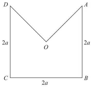 Figure 1: square ABCD of side 2a with triangle OAD removed, O the centre of the square