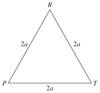Figure 3: equilateral triangle PRT with sides 2a