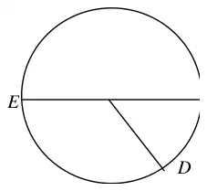 Reference circle with diameter EC and radius to D